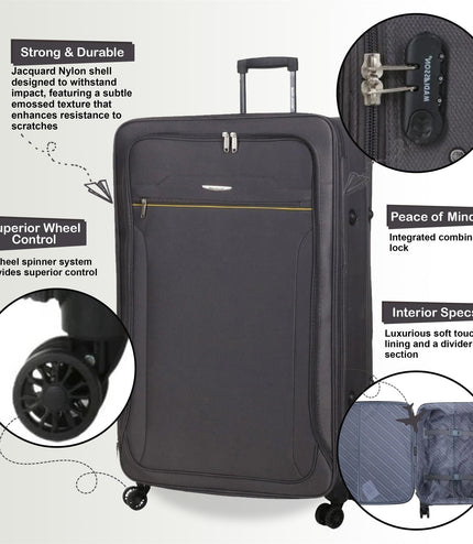 Cinderford Extra Large Soft Shell Suitcase in Grey