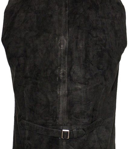 Mens Classic Smooth Goat Suede Leather Waistcoat-Exeter - Black