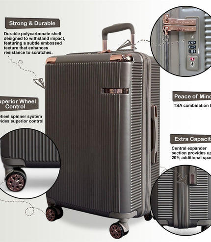 Cowra Set of 3 Hard Shell Suitcase in Champagne ( Beige )