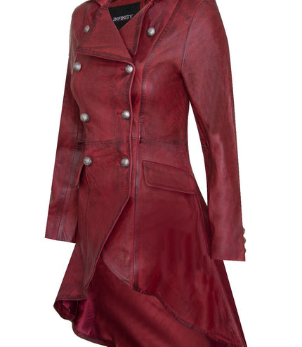 Womens Gothic Victorian Coat-Accra - Burgundy