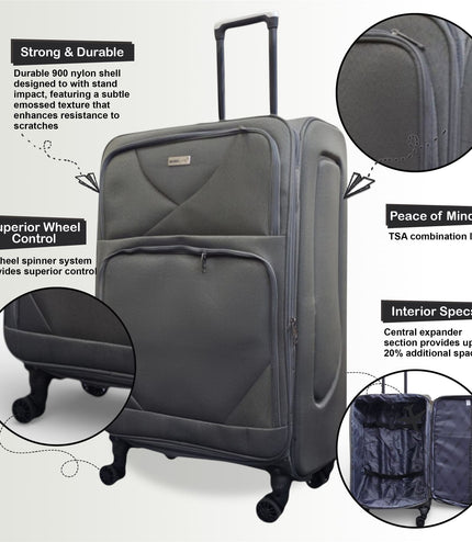 Nagoya Cabin Soft Shell Suitcase in Grey