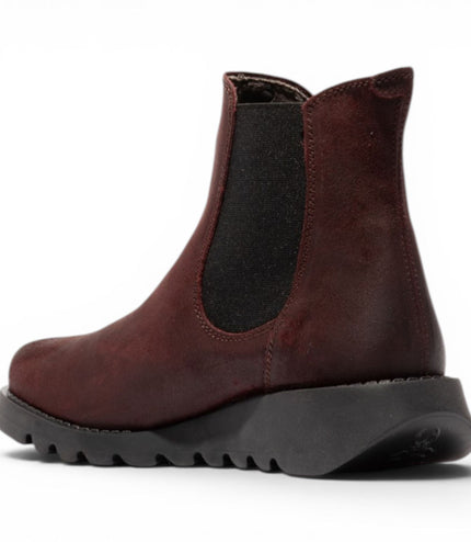 Fly London Womens Burgundy Chelsea Suede Leather Ankle Boots - SALV195