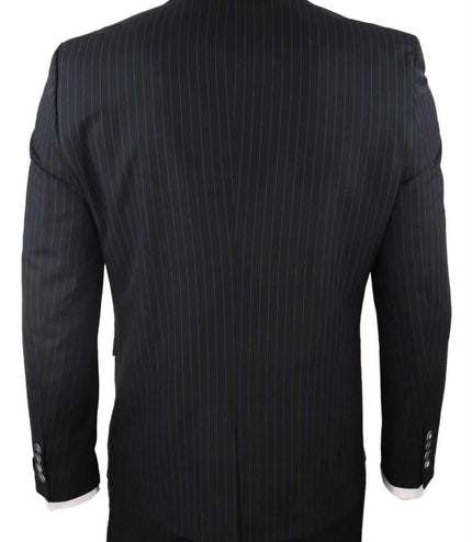 Men's 3 Piece Black Pinstripe Retro Suit