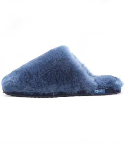 Women's Sheepskin Slippers Navy Warm Winter Fur Mule - Aurora