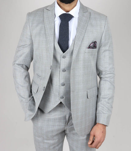 Mens IM2 Classic Plain Light Grey 3 Piece Suit