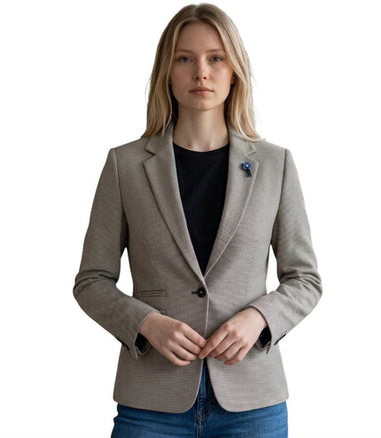 Women's Tweed Tailored Fit Blazer Wool Blend Formal Jacket - Kyoto