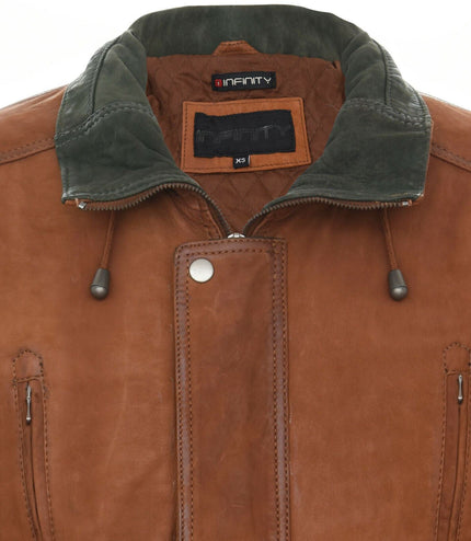 Mens Nubuck Leather Parka Coat-Winnipeg - Tan