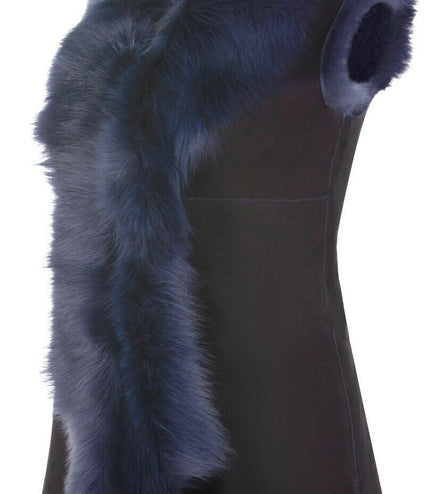 Women's Toscana Sheepskin Long Gilet-Sorocaba - Navy