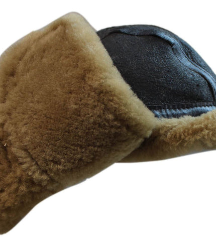Men's B3 Brown Ginger RAF Aviator Sheepskin B-55 WW2 Trapper Flying Hat