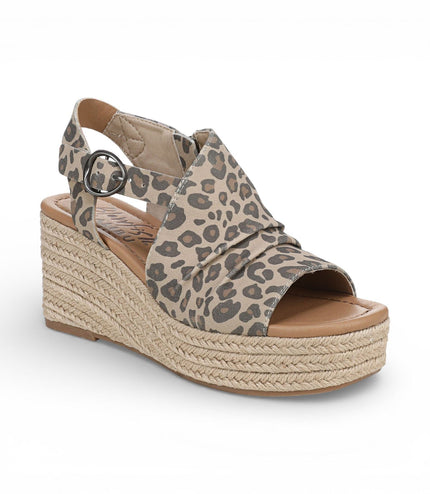 Blowfish Malibu Womens Leopard Print Wedge Slingbacks Heel Sandals - Amira