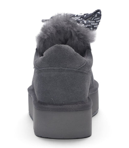 Women’s Grey Genuine Sheepskin Fur-Lined Winter Wedge Trainers - Moonstone