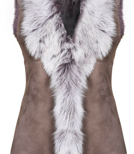 Women's Toscana Sheepskin Long Gilet-Sorocaba - Taupe