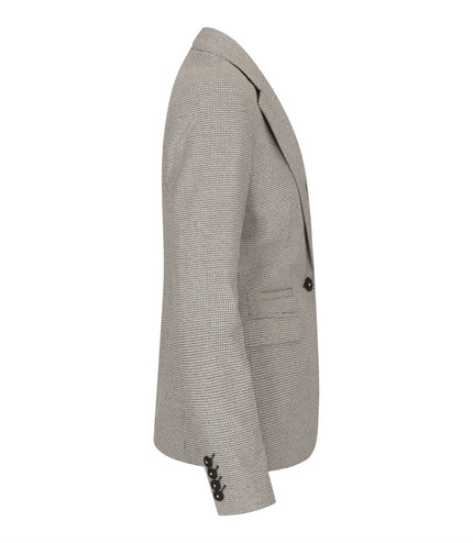 Women's Beige Tweed Tailored Fit Wool Blend Blazer