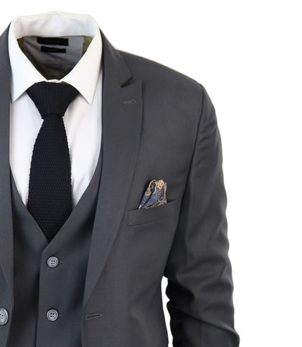 Mens IM1 Classic Plain Charcoal 3 Piece Suit