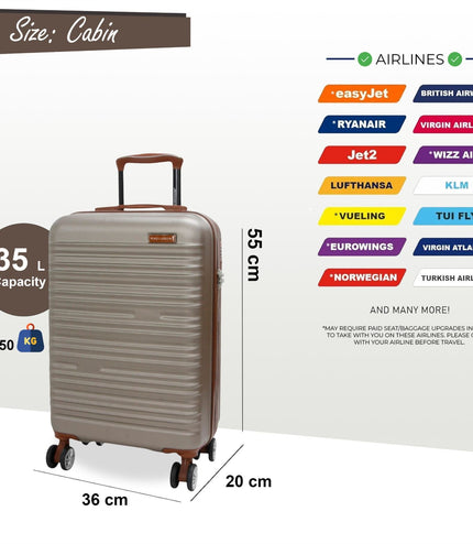 Armidale Cabin Hard Shell Suitcase in Champagne