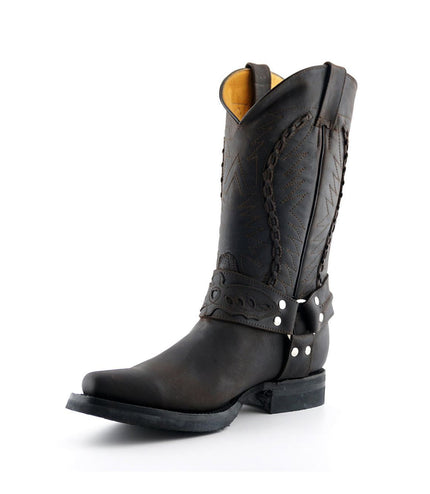Grinders Mens Brown Leather Cowboy Boot - Galveston