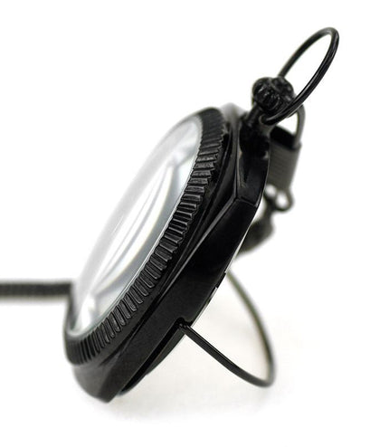 Mechanical Black Gold Vintage Skeleton Square Open-Face Pocket Watch