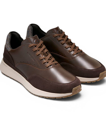Cole Haan Men's GrandPro Luxe Mile Trainer Brown Leather Sneakers - C44519
