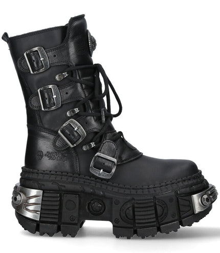 New Rock Mid-Calf Leather Platform Boots-WALL373-S3