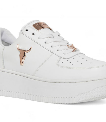 Windsorsmith Womens White Chunky Leather Platform Trainers Sneakers - Rich