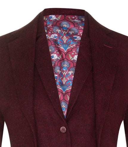 Womens 1920s  Wine Wool Classic Vintage Retro Blazer