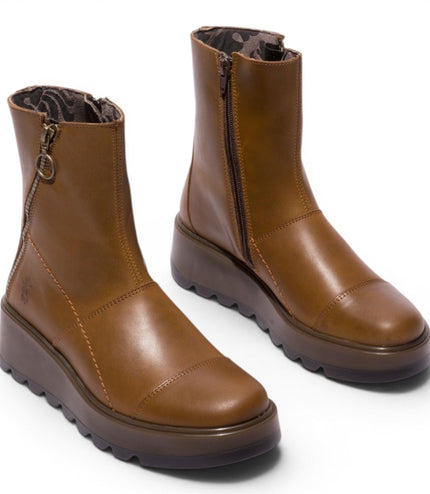 Fly London Women’s Tan Leather Zip-up Platform Ankle Boots - TARP553FLY