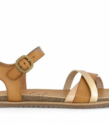 Blowfish Malibu Womens Tan Strappy Buckle Wedge Sandals - Monti-B