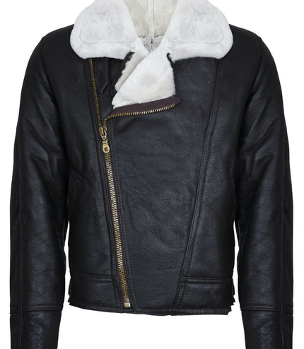 Mens Sheepskin Leather WW2 Bomber Jacket-Tucson - Brown Cream