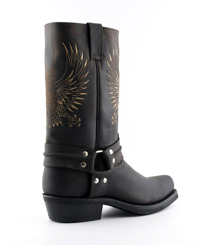 Grinders Mens Brown Leather Cowboy Boots - Bald Eagle