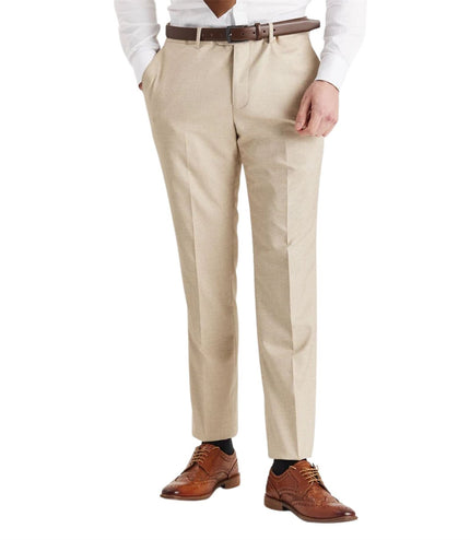Men's Beige Lightweight Summer Wedding Party Trouser