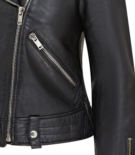 Womens Black Leather Brando Jacket - Chennai