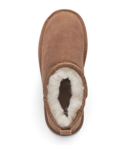 Women's Chestnut Tan Genuine Sheepskin Real Fur Winter Ankle Boots - Sable