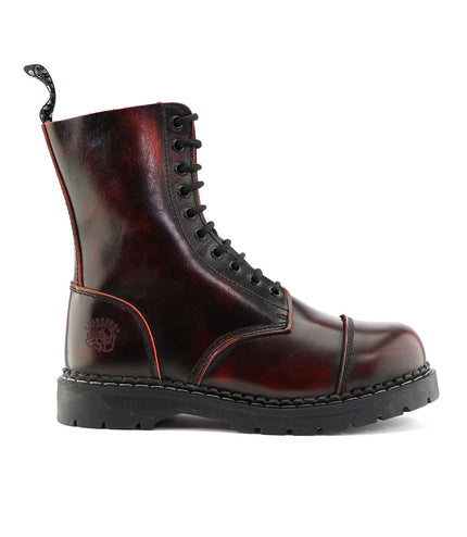 Grinders Unisex Wine Stag Acs Leather Steel Toe Cap Lace Up Boots