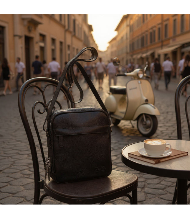 Genuine Leather Black Vintage Messenger Crossbody Travel Bag - Hawthrone
