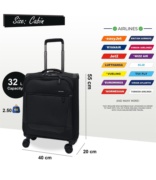 Bourne Cabin Soft Shell Suitcase in Black