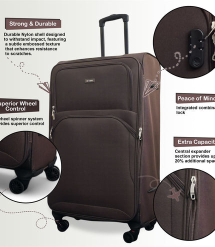 Gosford X-Large Soft Shell Suitcase in Brown