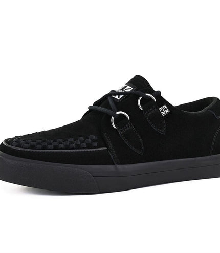 TUK Pointed Creeper Sneaker Black Suede Platform Shoes - A9178