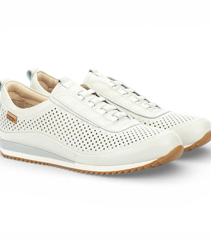 Pikolinos Men's White Leather Elastic Slip-on Sneaker Trainers Shoes - Liverpool