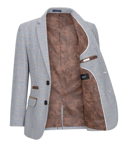 Boys 3 Piece Cream Tweed Check Vintage Retro Suit