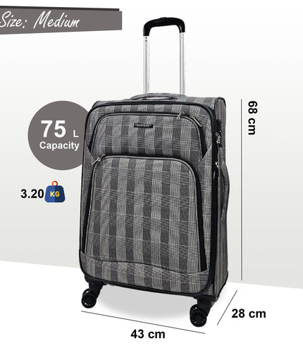 Ashbourne Medium Soft Shell Suitcase in Stripe