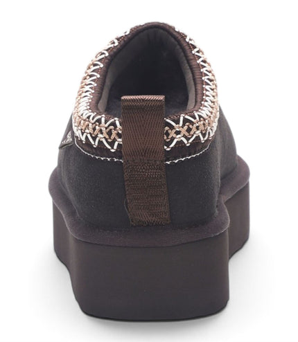 Women’s Brown Genuine Sheepskin Real Fur Winter Platform Slippers - Polar
