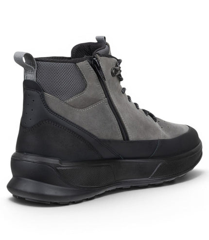 Ecco Men's Waterproof Black Grey Leather Outdoor Walking Boots - Byway 2.0