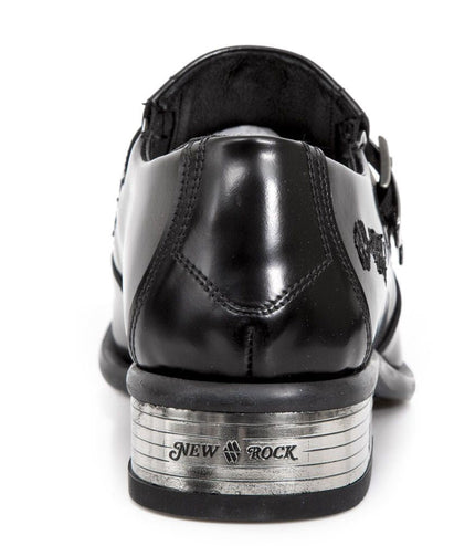New Rock Black Leather Buckled Newman Shoes- M-2246-S14