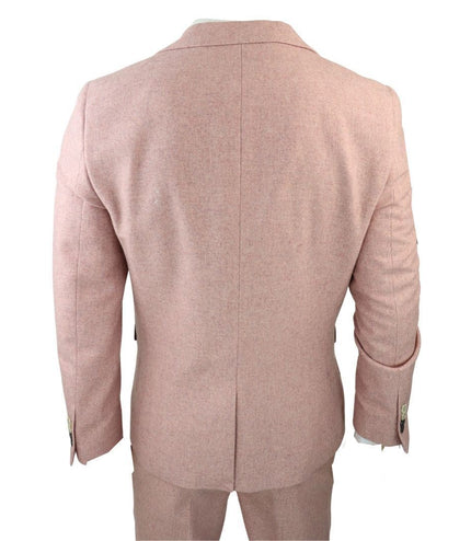 Men's Pink Tweed 3 Piece Wool Suit
