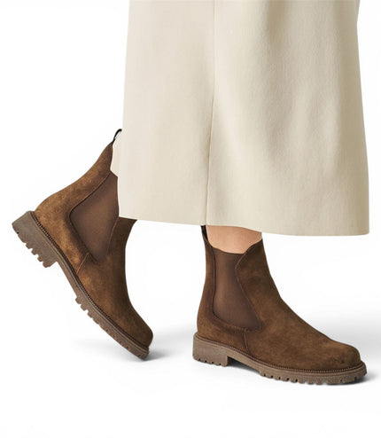 Tamaris Womens Brown Leather High Chelsea Ankle Boots - 25427-41