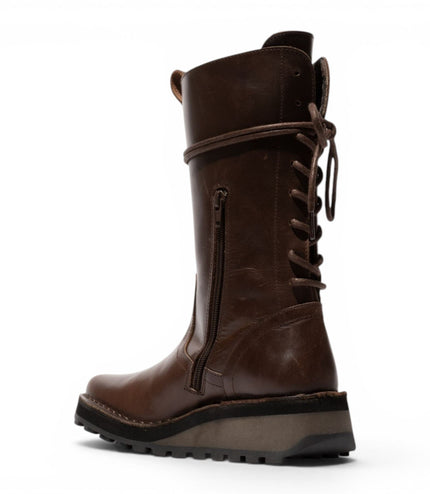 Fly London Women’s Brown Leather Mid-Calf Long Boots - HEIG229