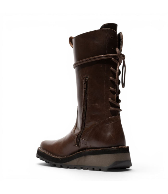 Fly London Women’s Brown Leather Mid-Calf Long Boots - HEIG229
