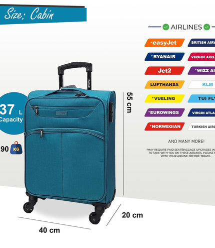 Ashford Cabin Soft Shell Suitcase in Teal