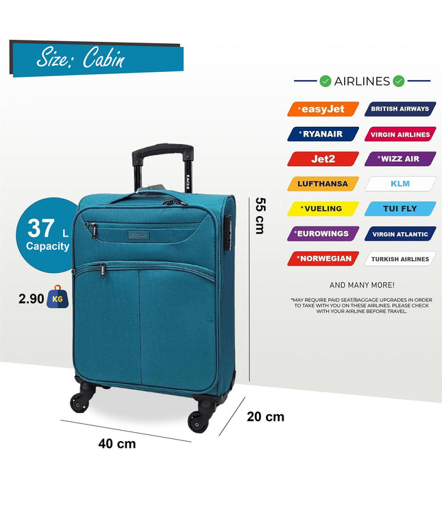 Ashford Cabin Soft Shell Suitcase in Teal