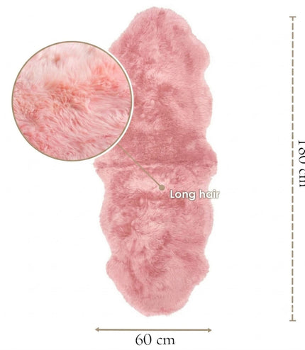 Genuine Sheepskin Rosa Pink Double Natural Fluffy Silky Soft Real Wool Rug